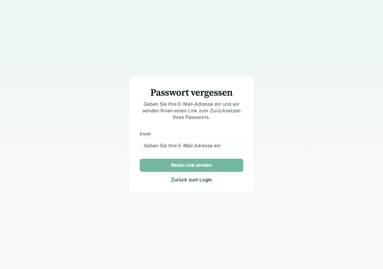 Screenshot der Passwort-vergessen-Seite
